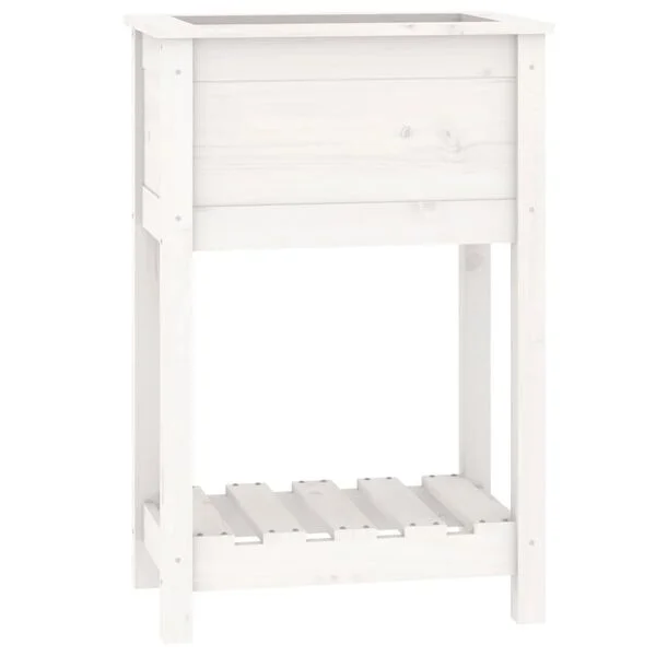 vidaXL Jardinière avec étagère Blanc 54x34, 5x81 cm Bois massif de pin