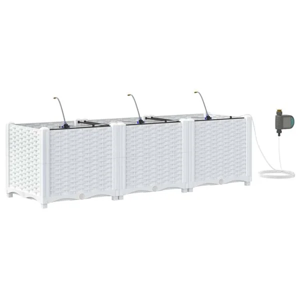 vidaXL Cache-pot de jardin 3 pc Blanc 120 x 40 x 37, 5 cm PP