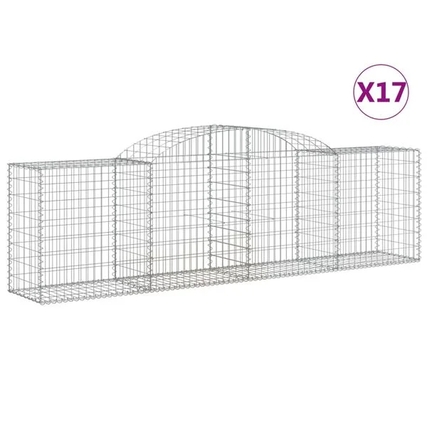 vidaXL Paniers à gabions arqués 17 pcs 300x50x80/100 cm fer galvanisé