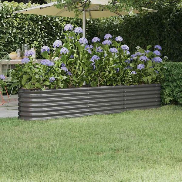 vidaXL Lit surélevé de jardin Acier galvanisé 224x40x36 cm gris