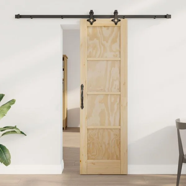 vidaXL Porte coulissante Naturel et noir 61 x 198, 5 cm