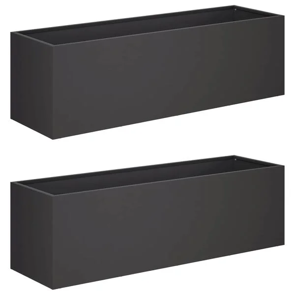 vidaXL Cache-pot de jardin 2 pc Noir 80 x 30 x 30 cm