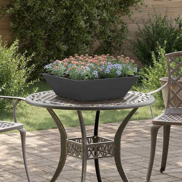 vidaXL Cache-pot de jardin Noir 50 x 50 x 15 cm Acier laminé à froid