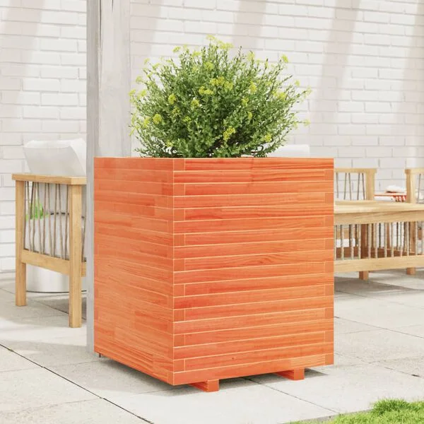 vidaXL Jardinière cire marron 60x60x72 cm bois de pin massif