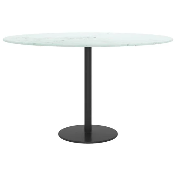 vidaXL Dessus de table blanc Ø70x0, 8cm verre trempé avec design marbre