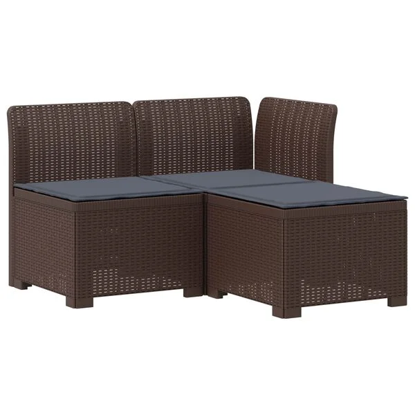 vidaXL Canapé de jardin 3 places avec coussins look rattan 3 place PP