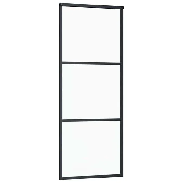 vidaXL Porte coulissante 3 panneaux Verre ESG et aluminium 76x205 cm Noir