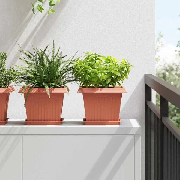 vidaXL Pots de plantes 6 pc Rouge brique Plastique
