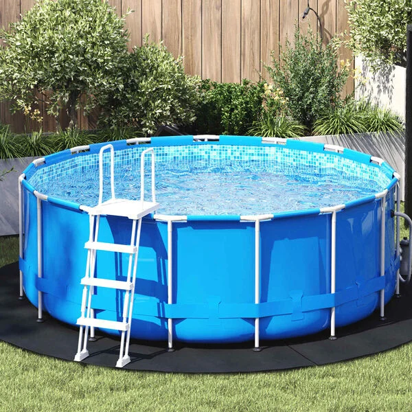 vidaXL Tapis de piscine Ø 244 cm (2 mm) Rond Tissu non tissé Noir