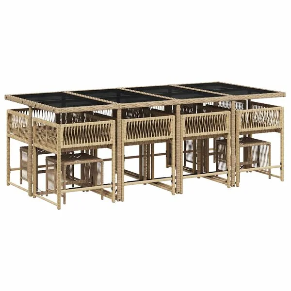 vidaXL Ensemble à manger de jardin et coussins 13 pcs beige
