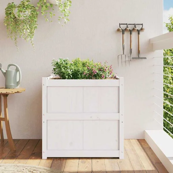 vidaXL Jardinière blanc 70x70x70 cm bois de pin massif