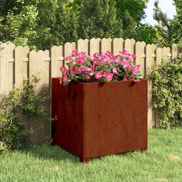 vidaXL Jardinière avec pieds Rouillé 50x50x50 cm Acier corten
