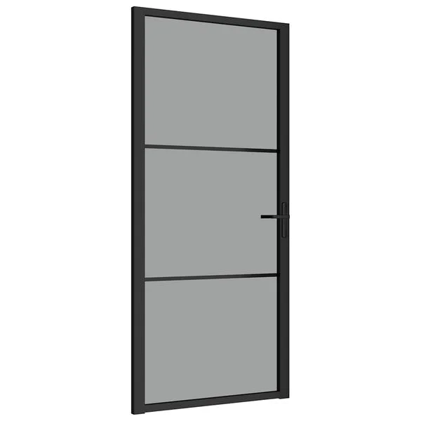 vidaXL Porte intérieure 93x201, 5 cm Noir Verre ESG et aluminium