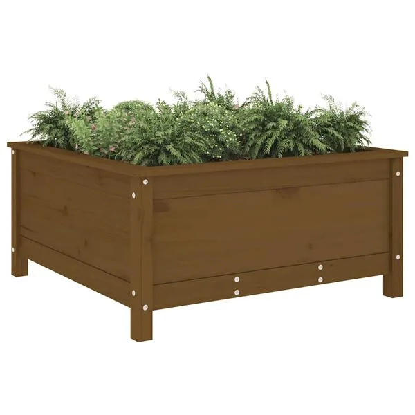 vidaXL Jardinière marron miel 82, 5x82, 5x39 cm bois massif de pin
