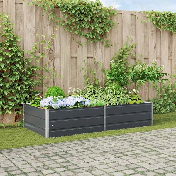 vidaXL Jardinière Anthracite 195 x 100 x 45 cm Acier galvanisé