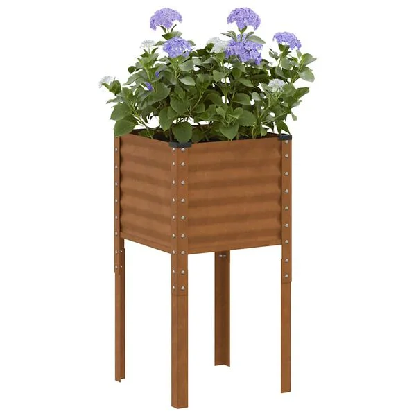 vidaXL Jardinière de jardin 45 x 45 x 88 cm Acier patiné