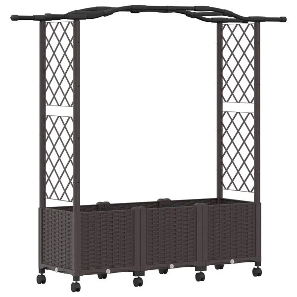 vidaXL Lit Élevé avec Treillis et Toit Marron 164 x 40 x 144 cm PP
