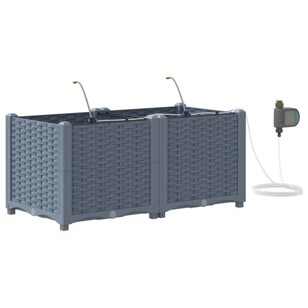 vidaXL Cache-pot de jardin 2 pc Gris clair 80 x 40 x 37, 5 cm PP