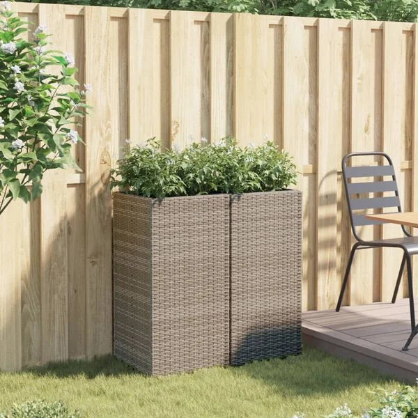 vidaXL Jardinières 2 pcs gris 40x40x80 cm résine tressée