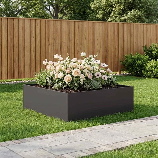 vidaXL Cache-pot de jardin Noir 80 x 80 x 30 cm Acier laminé à froid