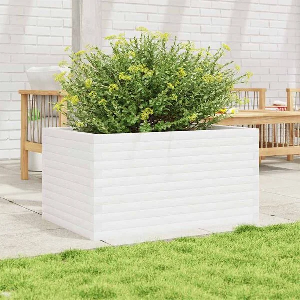 vidaXL Jardinière blanc 90x60x46 cm bois de pin massif