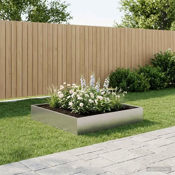 vidaXL Cache-pot de jardin Argenté 100 x 100 x 20 cm Acier galvanisé