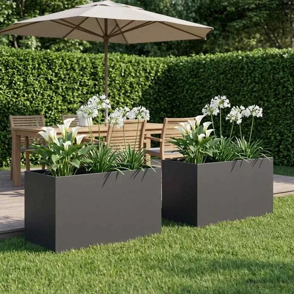 vidaXL Cache-pot de jardin 2 pc Noir 100 x 50 x 50 cm