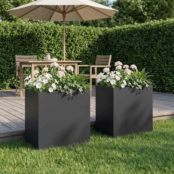 vidaXL Cache-pot de jardin 2 pc Noir 50 x 30 x 50 cm