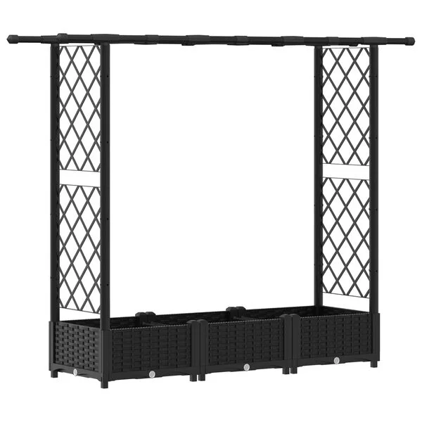 vidaXL Lit Élevé avec Treillis et Toit Noir 164 x 40 x 121 cm PP
