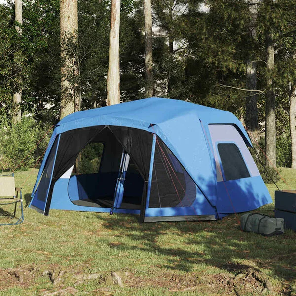 vidaXL Tente familiale 10 personnes bleu libération rapide imperméable