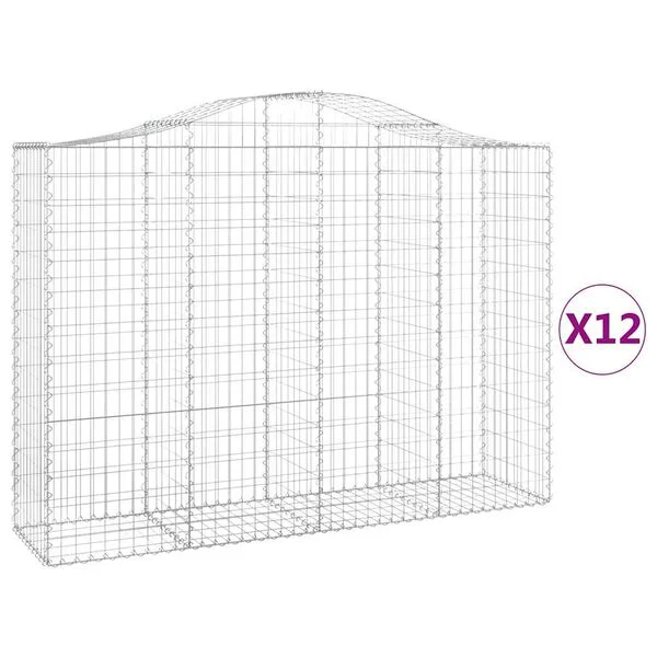 vidaXL Paniers à gabions arqués 12 pcs 200x50x140/160 cm Fer galvanisé