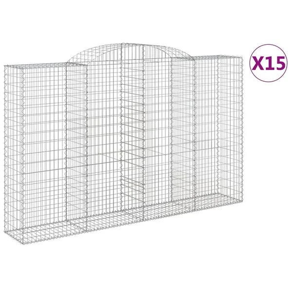 vidaXL Paniers à gabions arqués 15 pcs 300x50x180/200 cm fer galvanisé