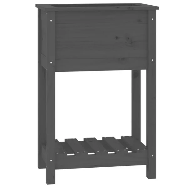 vidaXL Jardinière avec étagère Gris 54x34, 5x81 cm Bois massif de pin