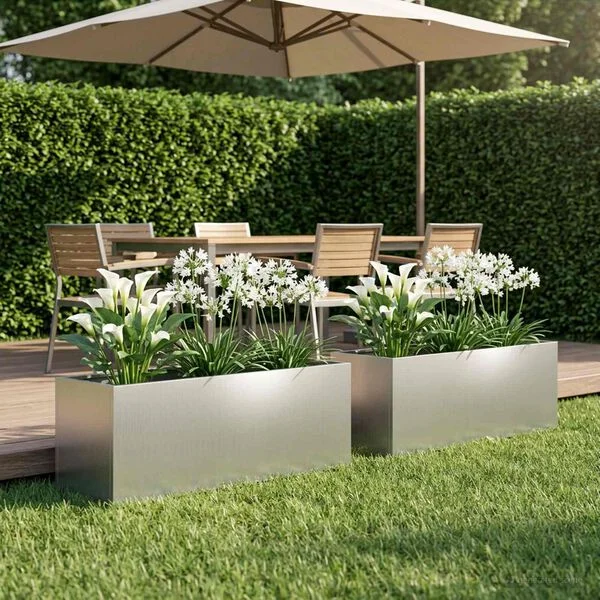 vidaXL Cache-pot de jardin 2 pc Argenté 80 x 30 x 30 cm