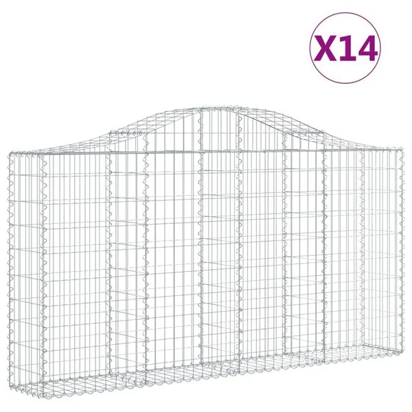 vidaXL Paniers à gabions arqués 14 pcs 200x30x100/120 cm Fer galvanisé