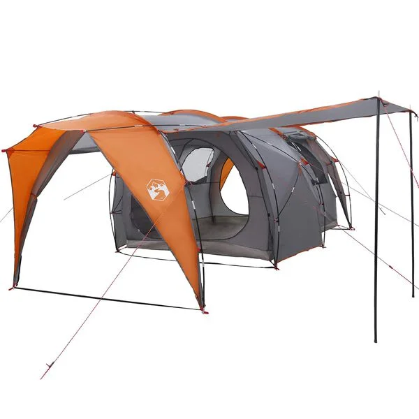 vidaXL Tente tunnel 6 personne Gris et orange