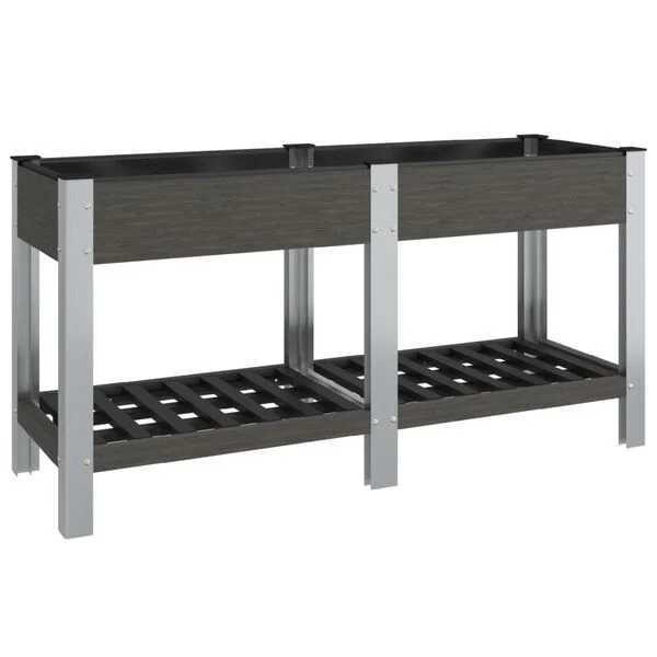 vidaXL Lit surélevé de jardin avec étagère Gris 175x50x75 cm WPC