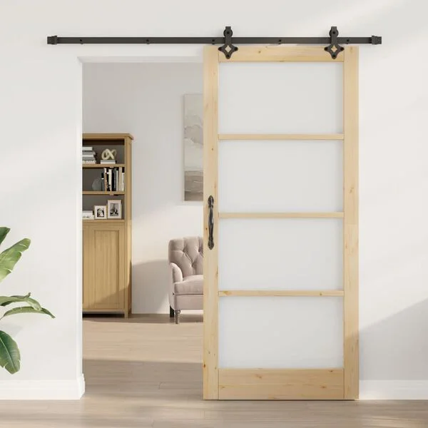 vidaXL Porte coulissante ORKDAL 93 x 211 cm Naturel et noir