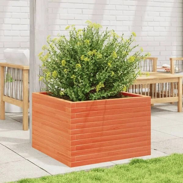 vidaXL Jardinière cire marron 70x70x45, 5 cm bois de pin massif