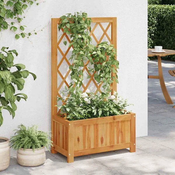 vidaXL Lit surélevé de jardin avec treillis Bois massif d'acacia