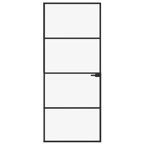 vidaXL Porte d'intérieur Noir 83x201, 5 cm Trempé verre aluminium fin