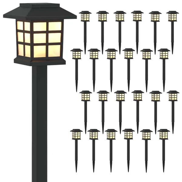 vidaXL Lampes solaires extérieures avec pique de sol 24 pc Blanc chaud