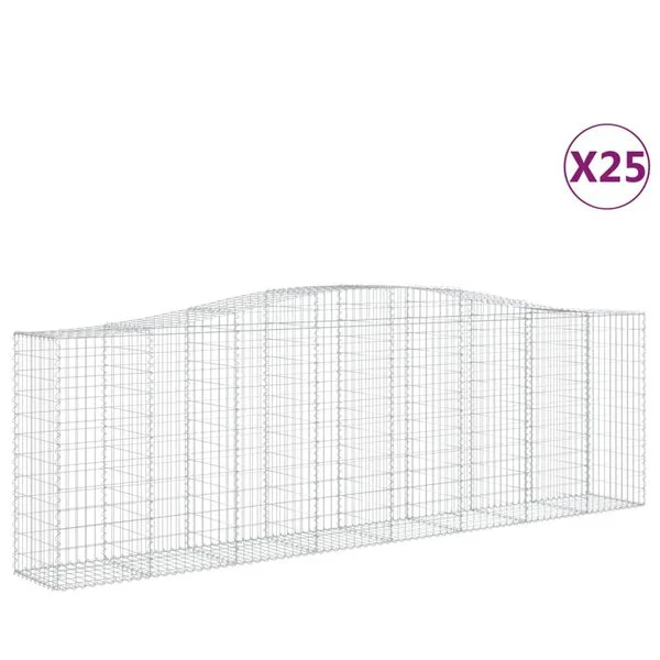 vidaXL Paniers à gabions arqués 25 pcs 400x50x120/140 cm Fer galvanisé