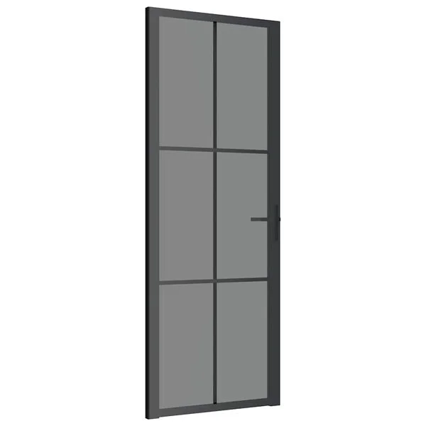 vidaXL Porte intérieure 76x201, 5 cm Noir Verre ESG et aluminium