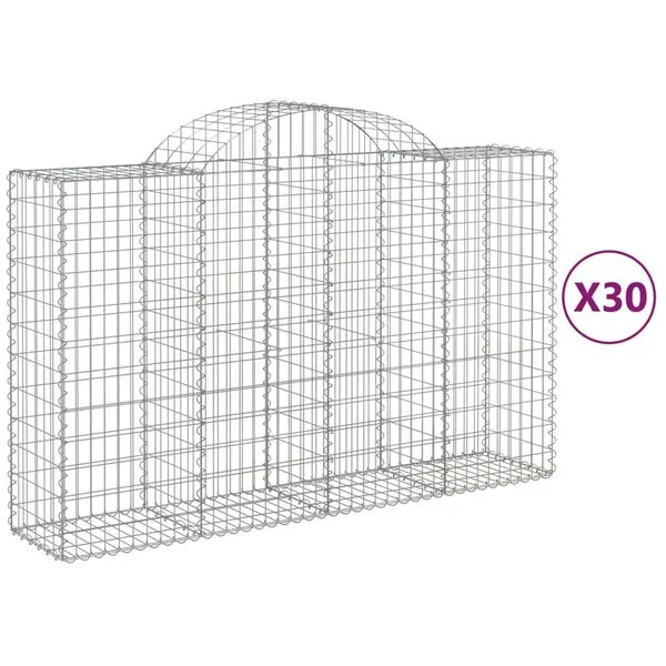 vidaXL Paniers à gabions arqués 30 pcs 200x50x120/140 cm Fer galvanisé