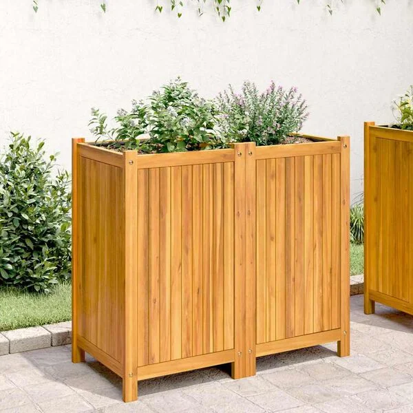 vidaXL Jardinière avec doublure 84x42x75 cm bois massif d'acacia