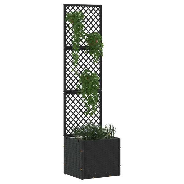vidaXL Jardinière Treillis Noir 35 x 30 x 135 cm Métал