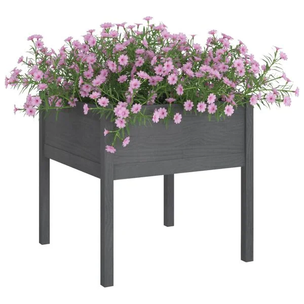 vidaXL Jardinières 2 pcs Gris 70x70x70 cm Bois de pin massif
