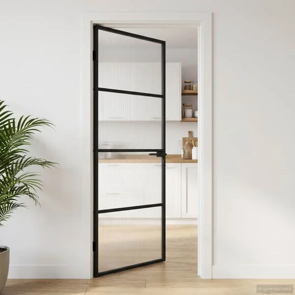vidaXL Porte de maison 83 x 201, 5 x 3, 5 cm Aluminium et Verre Trempé