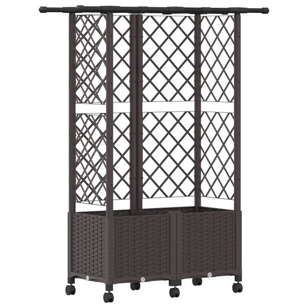 vidaXL Lit Élevé avec Treillis et Toit Marron 124 x 40 x 142 cm PP